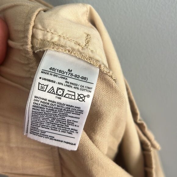 GAP women’s Medium Sand Linen Pull in stretchy waist full leg pants - Picture 11 of 12